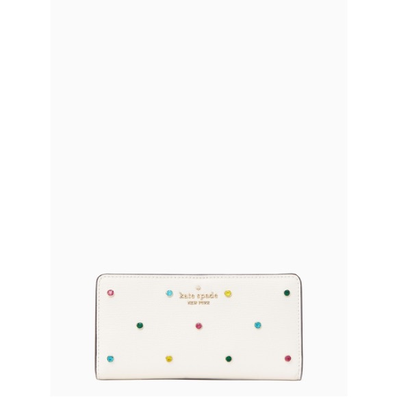 NWT Kate Spade Darcy Large Slim Bifold Leather Embellished Wallet - Picture 3 of 9